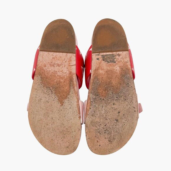 Louis Vuitton Bom Dia Slide Sandals Pink Red Monogram Canvas Size 38 US 8 Women - Picture 12 of 15